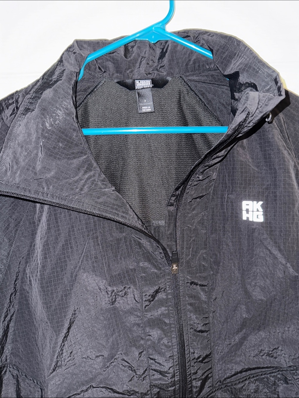 Men’s Black Hooded Windbreaker with Logo